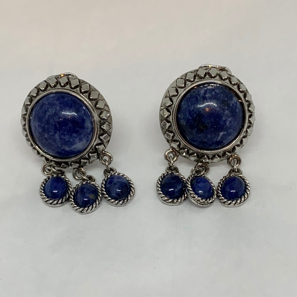 Gorgeous Ginnie Johansen Silver And Lapis Earrings